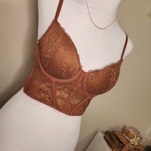 Womens Lingerie Tuscan Brown Danskin Laced Corset | Crop-top
